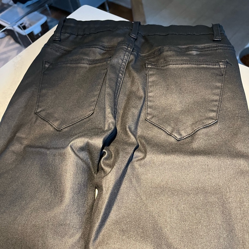 Women’s edikted black faux leather flare jeans. Size small. - Picture 5 of 10